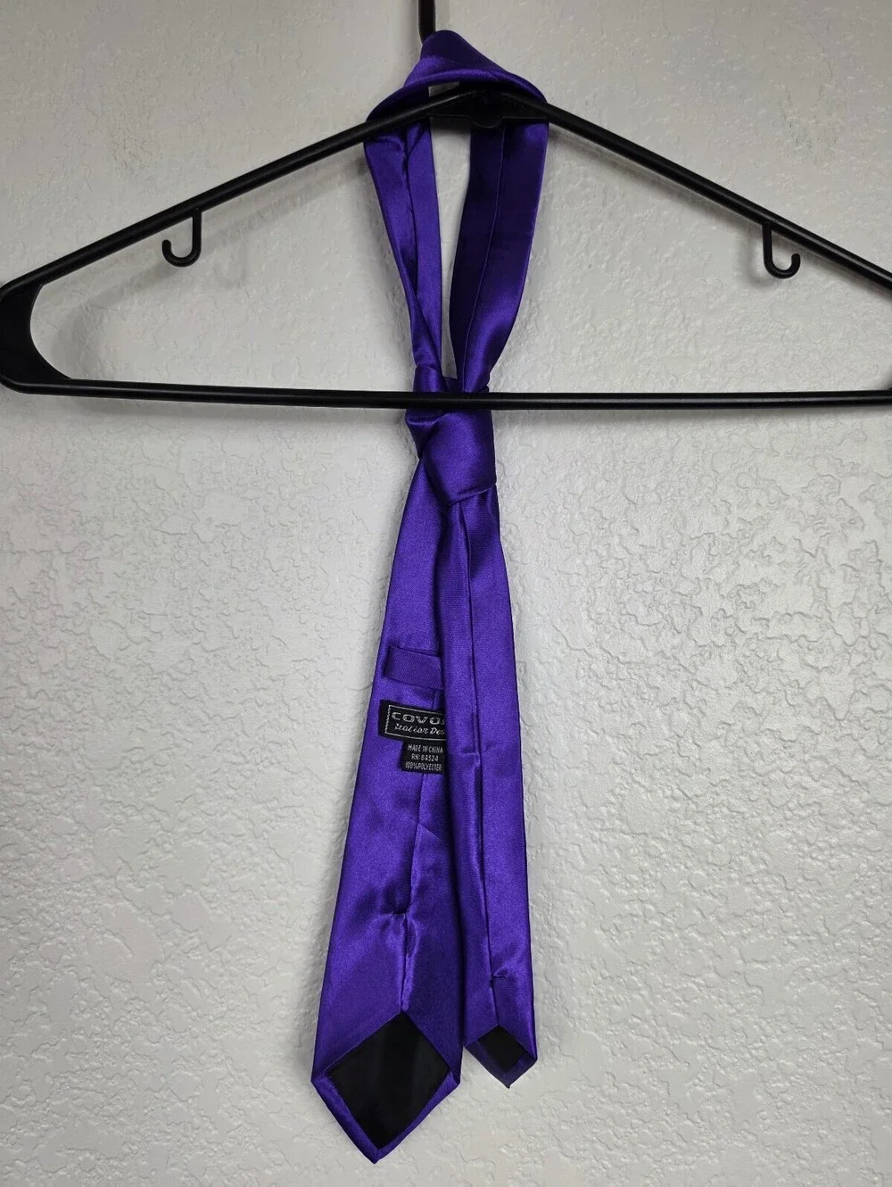 Covona Purple Satin Neck Tie 100% Polyester